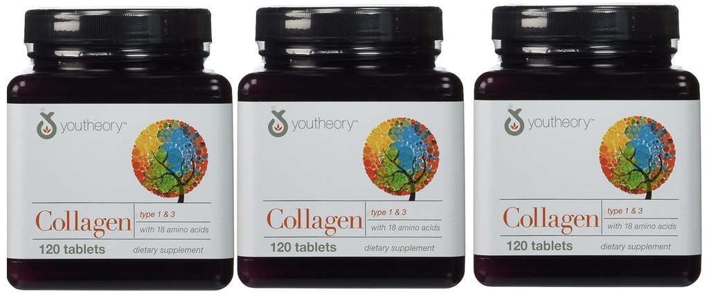 TuTeoría Collagen, Tipo 1 &amp; 3, 120 tabletas (Pack of 3)