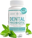 Probiótico Oral Dental, 60 Tablas Chewable - Suplementos w/BLIS K12 &amp; M18 - Tratamiento de mal aliento para adultos - Boosts Salud Oral - Combate Halitosis, Decay de Tooth, Garganta de Strep (Frevor Mint)