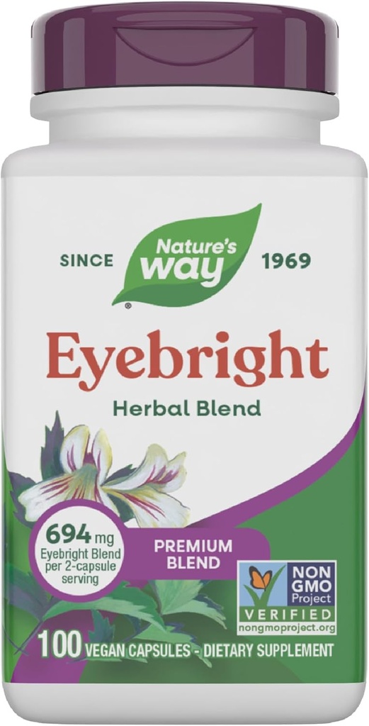 Way Eyebright Premium Blend, Herbal Blend, Non-GMO Project Verified, Vegan, 100 capsules (Packaging May Vary)