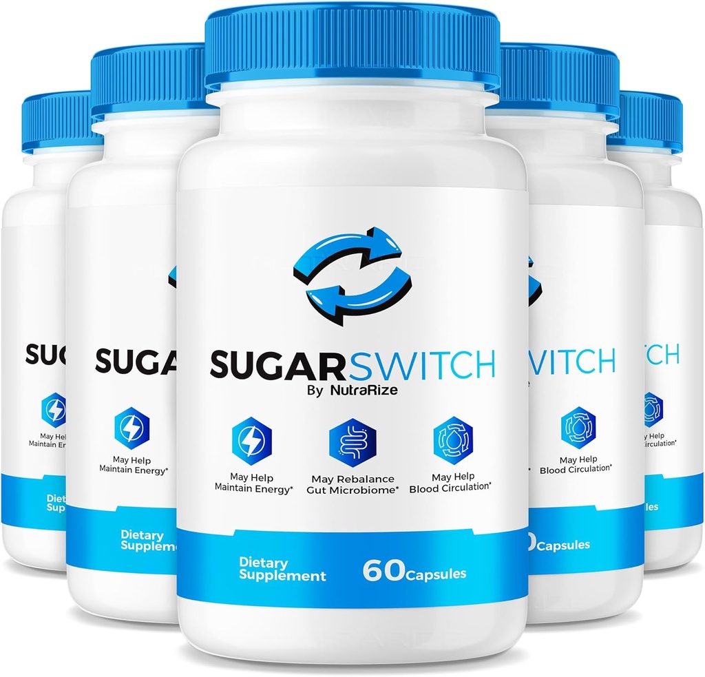 NutraRize (5 Pack) SugarSwitch Capsules, píldoras oficiales del interruptor de azúcar, fórmula de sangre natural para los niveles saludables, interruptor de azúcar 24 Suplemento, Reseñas de Pectina SugarSwitch (300 cápsulas)