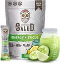 Salud 2-in-1 Energy Drink Powder + Focus, Cucumber Lime, Organic Caffeine, B6 + B12, Theanine, Clean Energy Drink Packets, Agua Fresca Mix, Non-GMO, Gluten Free, Vegan, 1g of Sugar, (15 Servings)