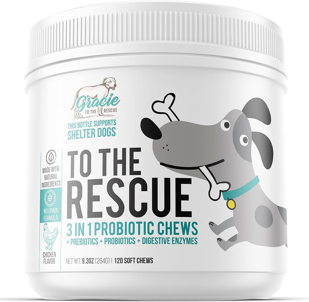 Píldoras probióticas para perros, Asistencia Salud Digestiva, Probióticos para perros y Enzimas Digestivas, Píldoras Probióticas para perros, Perros Probióticos, Probióticos para mascotas - 120 Píldoras suaves