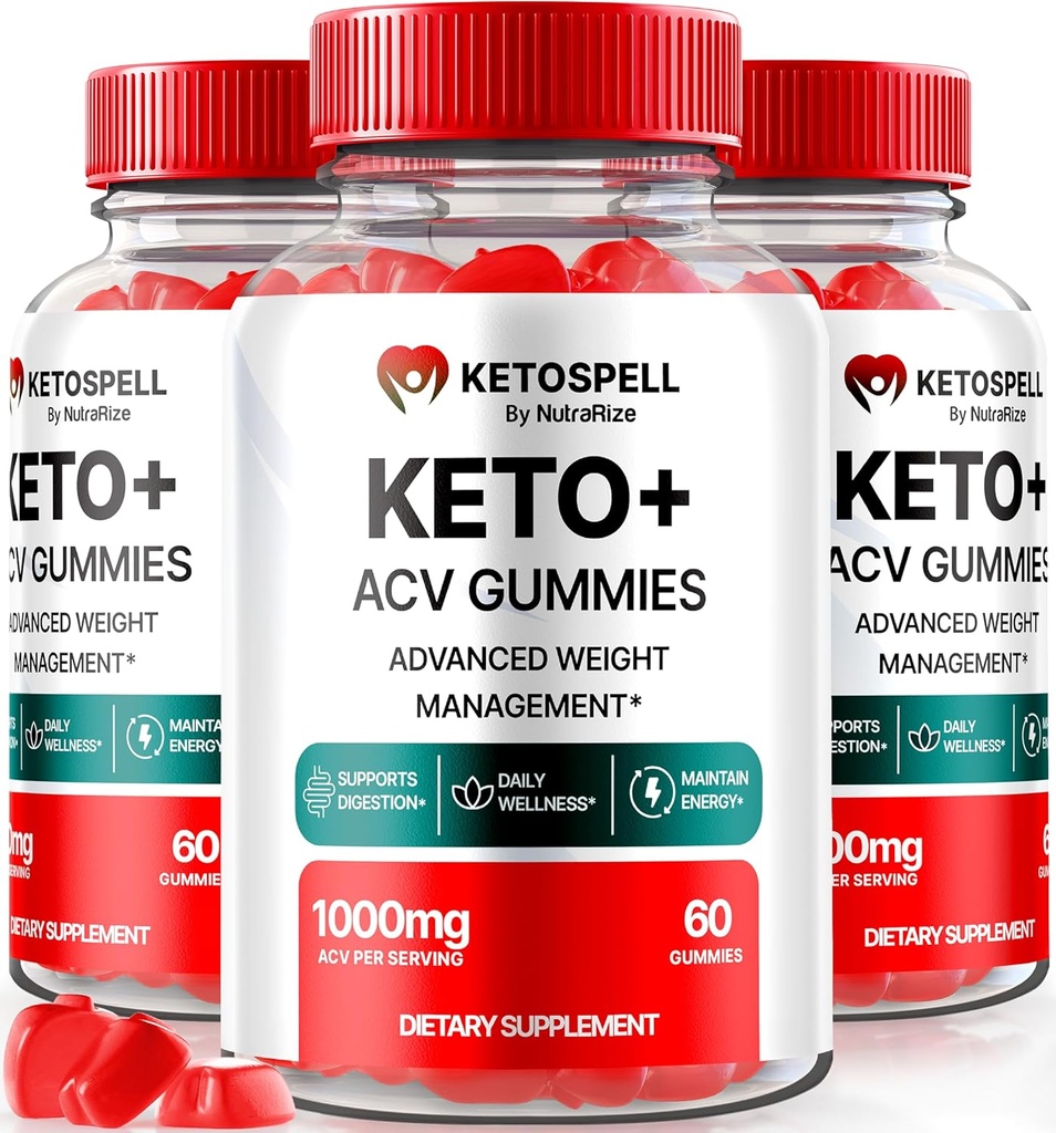 (3 Pack) Keto Spell ACV Gummies, KetoSpell Keto ACV Advanced Weight Loss Formula, All Natural Apple Cider Vinegar 1000MG, KetoSpell Keto + ACV Supplement, Gomitas Reviews (180 Gummies)