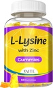 L Lysine Gummies 1000mg con Zinc - Soportes Skin, Lip, Vegan, Gluten Gratis, 60 Chewable L-Lysine para Adultos, Vitaminas Tissue Health & Immune System, Amino Acid & Complex Supplements, Non-GMO