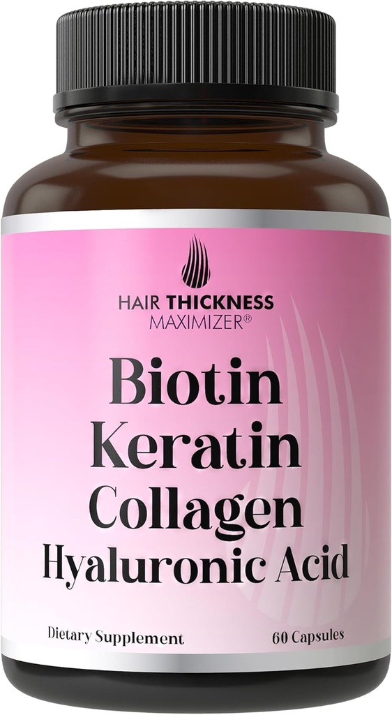 Biotina + queratina + Collagen marino + ácido hialurónico, 4-en-1 Vitaminas de crecimiento del cabello con cápsulas de biotina de 10000mcg, Complejo de lavado para hombres y mujeres con tejido del cabello