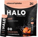 Halo Hydration Electrolyte Powder Packets – Peach - 24 Servings (5g Cada) - Organic Hydration Drink with Low Sugar + Essential Vitamins + Minerals - Vegan