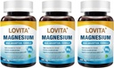 Complejo de Magnesio Triple Lovita 500mg, Fórmula de Alta Absorción y Potencia, Glycinate, Citrate & Oxide, Support Sleep, Relax, Heart, Nerves & Bone Health, 180 cápsulas Vegan (Pack of 3)