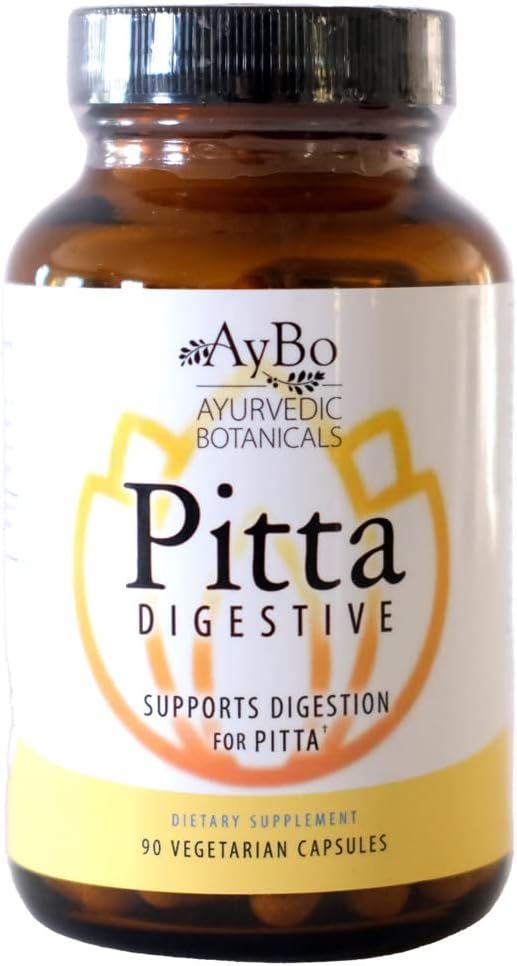 AyBo - Pitta Digestive, apoya la digestión para Pitta Dosha, Suplemento Herbal Orgánico, 90 cápsulas vegetarianas
