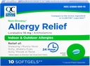 Alivio de Alergia de la Elección de Calidad, 24 horas Alivio de Alergia No Drowsy para Alergias al aire libre en interiores, Loratadina Antihistamínico 10 mg, Softgels Líquidos, 10 Condes