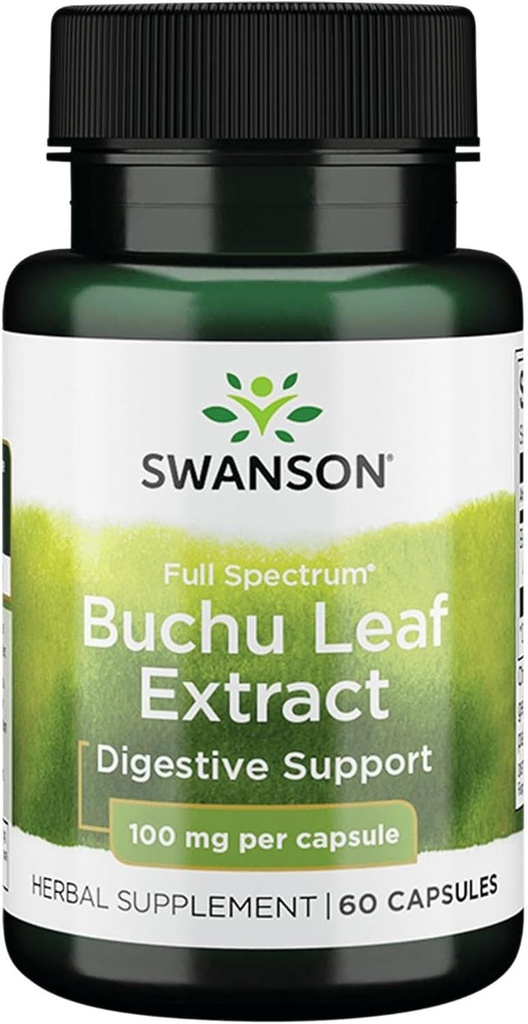 Hoja de Buchu Swanson - 4:1 Extracto - Suplemento Herbal - (60 cápsulas, 100 mg cada uno)