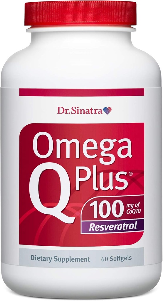 Dr. Sinatra Omega Q Plus 100 Resveratrol – Omega-3 Suplemento Apoya la salud cardíaca y proporciona energía antioxidante con 100 mg de CoQ10 y Resveratrol (60 softgels)