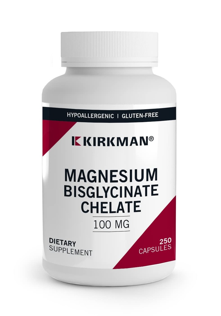 Kirkman - Magnesium Bisglycinate Chelate - 250 Capsules - Relaxes Nerves &amp; Muscles- Prompts Restful Sleep - Hypoallergenic