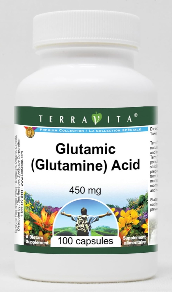 Glutamic (Glutamine) Acid - 450 mg (100 Capsules, ZIN: 513331)