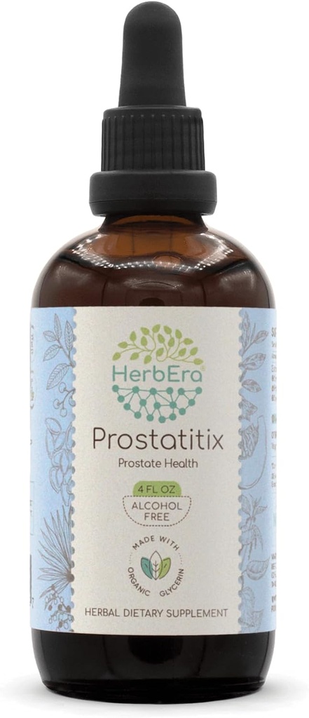 Prostatitix B120 Extracto libre de alcohol Tintura: Saw Palmetto Berry, Stinging Nettle Leaf, Pumpkin Seed, Green Tea Leaf, Wildcrafted: Pygeum Bark. Salud de próstata 4 Fl Oz