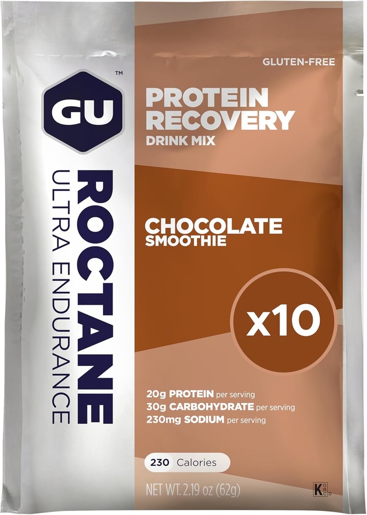 GU Energy Roctane Ultra Endurance Protein Recovery Drink Mix, Gluten-Free y Kosher Dairy, Recovery Support After Any Workout, 10 Single-Serving Packets, Chocolate Smoothie