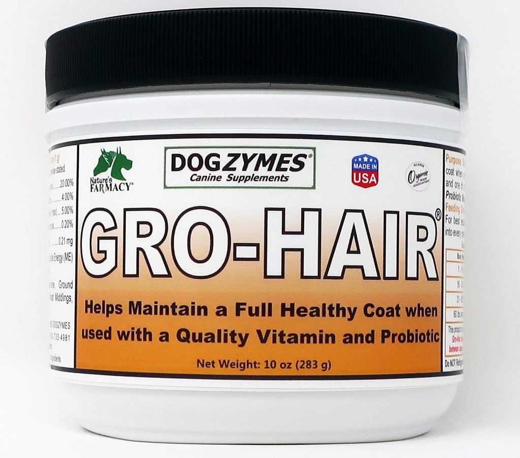 Dogzymes GRO-Hair para la longitud de la carne o el Feathering, rápido crecimiento de la carne o cuando escasos puntos de la corbata y/o de la calva necesitan rellenar.