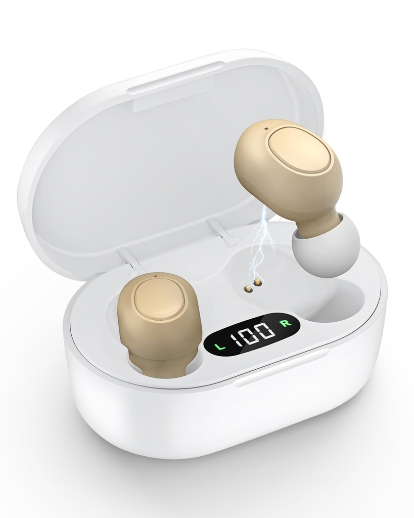 Ayudas auditivas para personas mayores - Ayuda auditiva recargable para pérdida auditiva con reducción de ruido inteligente,Amplificador auditivo invisible con control de volumen y caso de carga portátil