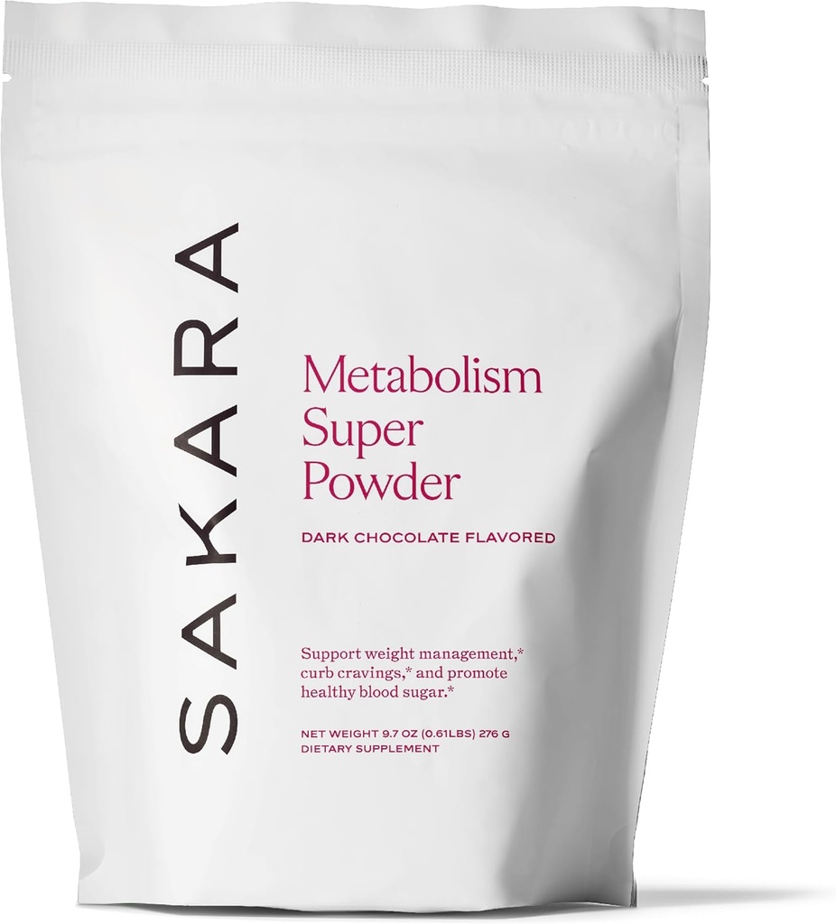 SAKARA Metabolismo Super Polvo – Apoyo Natural para el Control de Appetito, Apoyo a la Gestión de Pesos y Cravings Curbed – Vegan, Non-GMO, Chocolate Flavor – 24 Servimientos