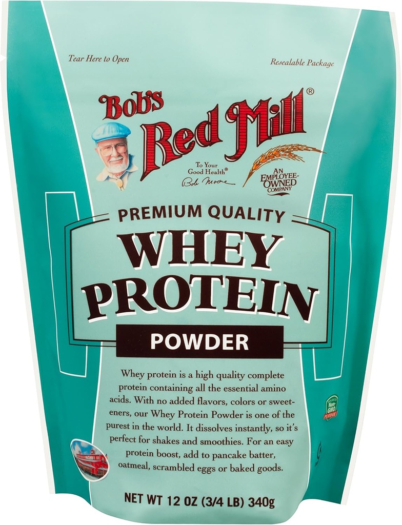 Bob's Red Mill Whey Protein Powder 12ounce Package May Vary, Red, unflavored, 12 Ounce