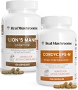 Lions Mane (120ct) y Cordyceps (120ct) Capsules Bundle - Mushroom Supplement for Cognition, Energy and Endurance