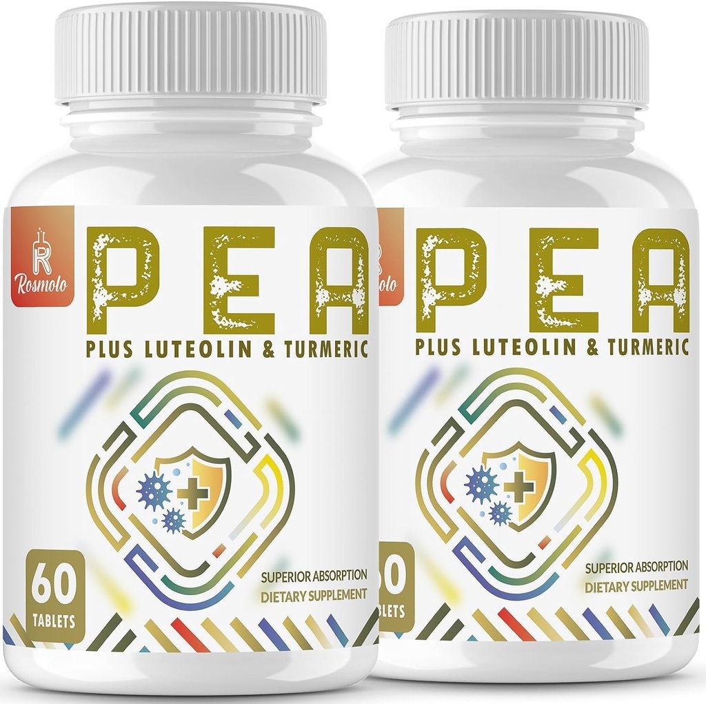 1500 MG Palmitoylethanolamida con Luteolin 98% " Turmeric, Absorción alta, Suplemento de Pea micronizada para la gestión de la incomodidad- USA Made - 120 Tablets