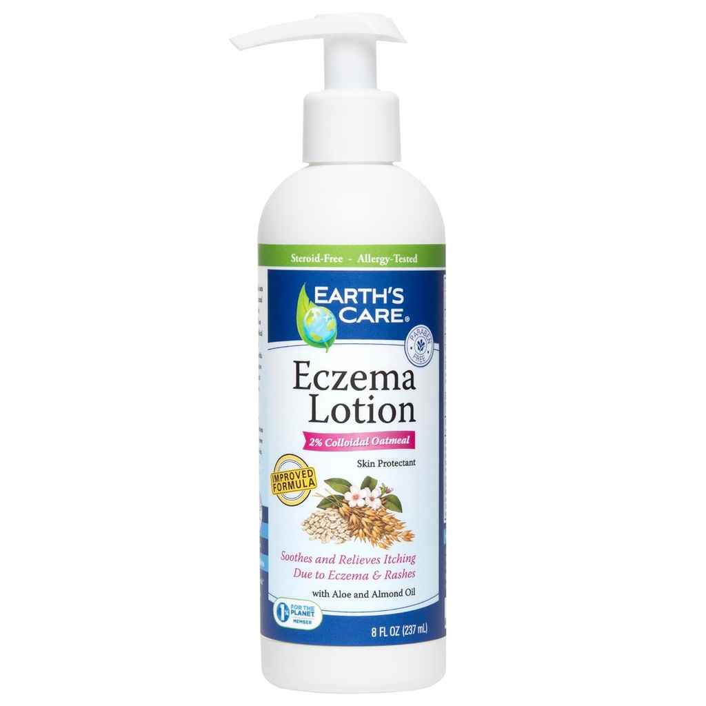 Earth's Care Eczema Lotion - Natural Lotion for Eczema - Safe and Mild Eczema Lotion for Adults and Kids - 8 Fl OZ. (237 mL)