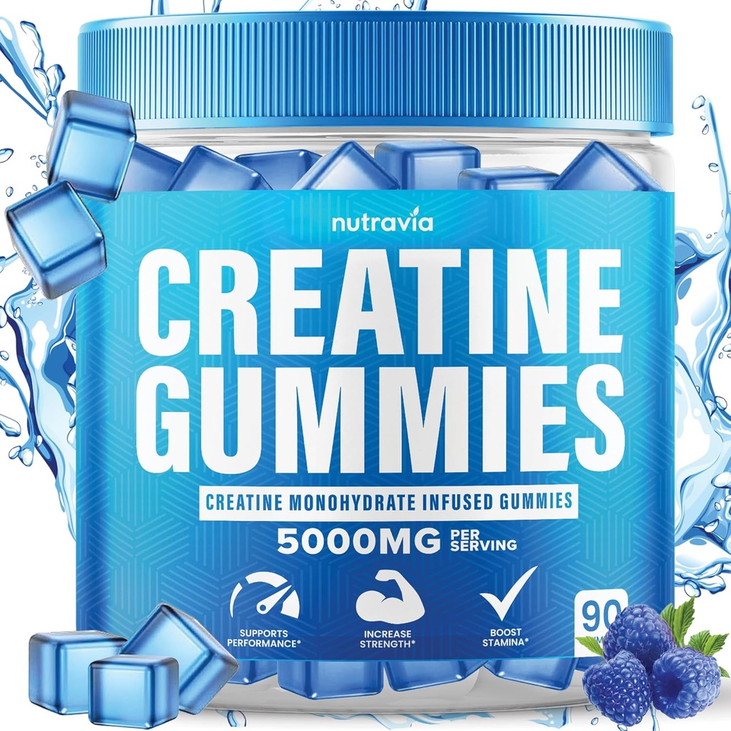 Gummies Creatina Infundida con Monohidratos de 5g Creatina para Hombres y Mujeres, Fuerza, Resistencia, Cretina Inmediata Muscle, Cretina Equilibrada con HCL Creatina Monohidratada en Polvo (90 Gummies)
