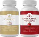 PURE ORIGINAL INGREDIENTES Ajo &amp; Cider Apple Vinegar Capsule Bundle (100 cápsulas cada uno), Sin aditivos o artillería, Lab Verified