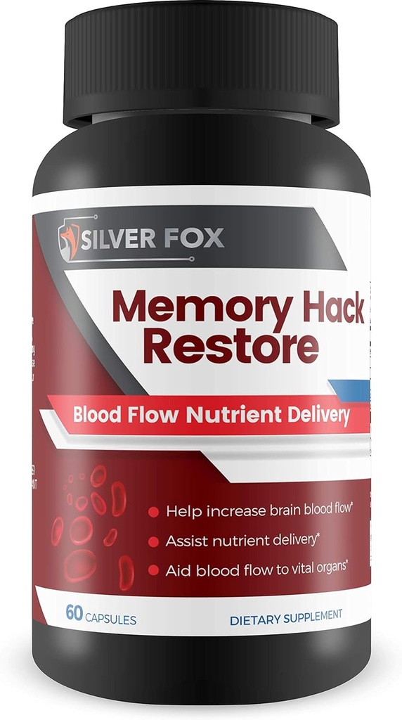 Memoria Hack Restore - Cerebro &amp; Body Blood Flow Nutrient Delivery - Ayuda a entregar nutrientes al cerebro - Mezcla especial de aminoácidos para apoyar el aumento del flujo sanguíneo de suministro de nutrientes y función masculina