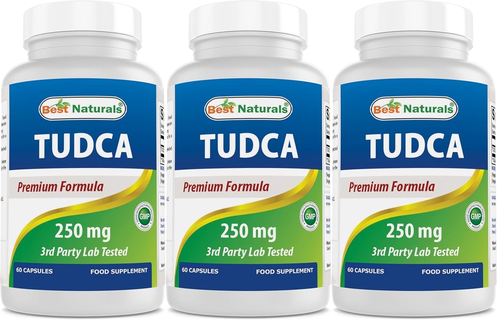 Mejores Naturales TUDCA 250mg (Acido Tauroursodeoxycholic) - 60 Veg Capsules - 2 Meses Fuente (60 Cuenta (Pack of 1)) (60 Cuenta (Pack of 3))