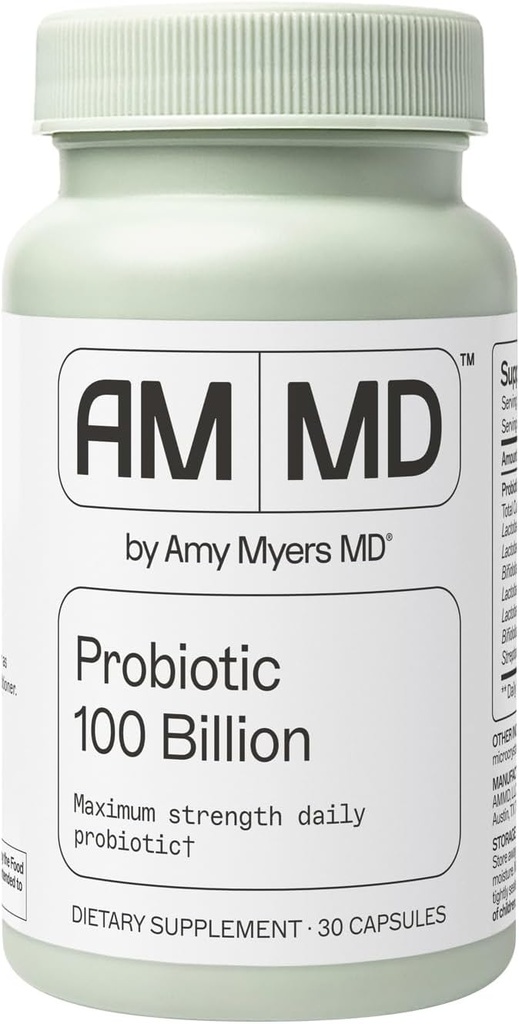 Amy Myers MD Probiotic Capsules 100 Billion - Probiótico diario de máxima fuerza - Suplemento de salud gastrointestinal - Apoyo a la digestión &amp; inmunos