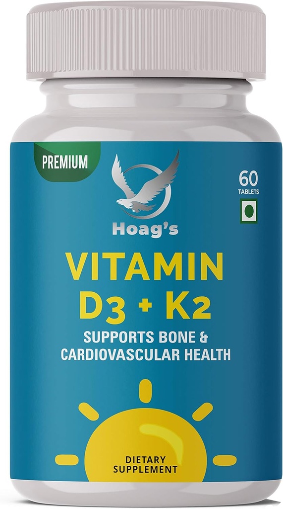Vitamin K2 (MK7) with D3 Supplement Bone and Heart Health Non-GMO Formula 5000 IU Vitamin D3 & 100 mcg Vitamin K2 MK-7 Easy to Swallow Vitamin D & K Complex, 60 Tablets