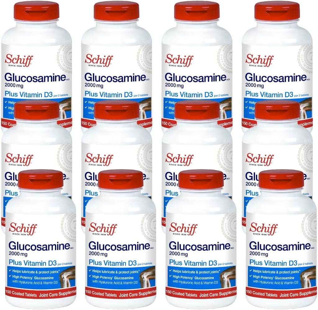 Schiff Glucosamine 2000mg con Suplemento Conjunto de ácido hialurónico, 150 ct (Pack of 12)