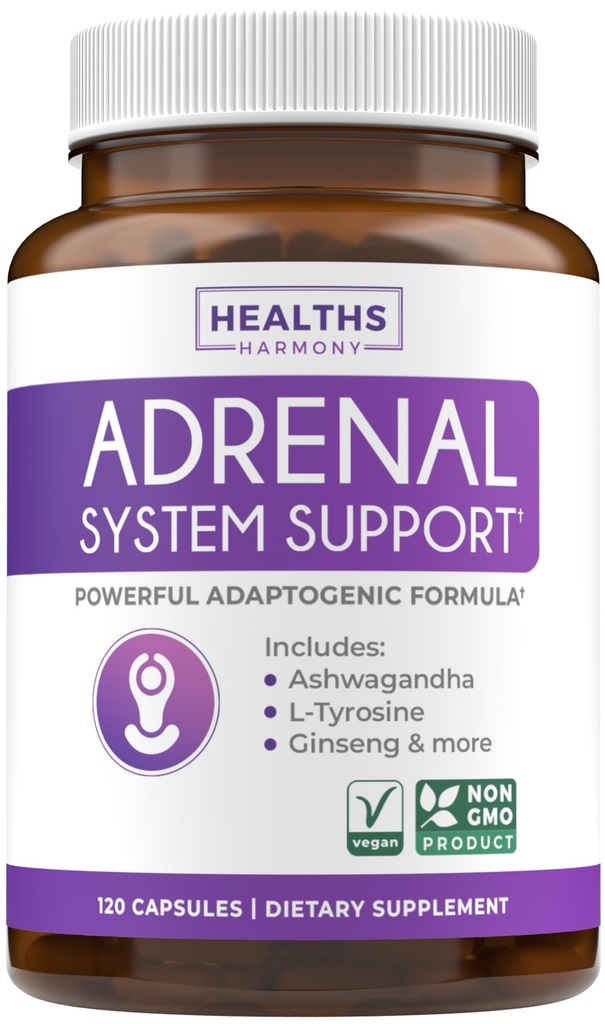Soporte Adrenal " Cortisol Manager (No-GMO) Powerful Adrenal Health with L-Tyrosine " Ashwagandha - Maintain Balanced Cortisol Levels " Stress Relief - Fatigue Supplement - 120 Capsules