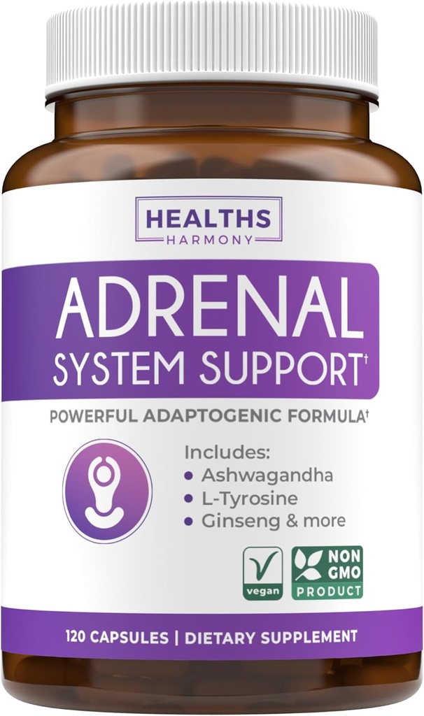 Soporte Adrenal " Cortisol Manager (No-GMO) Powerful Adrenal Health with L-Tyrosine " Ashwagandha - Maintain Balanced Cortisol Levels " Stress Relief - Fatigue Supplement - 120 Capsules
