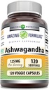 Fórmulas asombrosas Ashwagandha Extracto Suplemento Silencio 125 Mg Por Serving Silencio Veggie Capsules Silencio No-GMO Silencio Gluten Gratis Silencio Made in USA (1 Pack, 120 Cuenta)