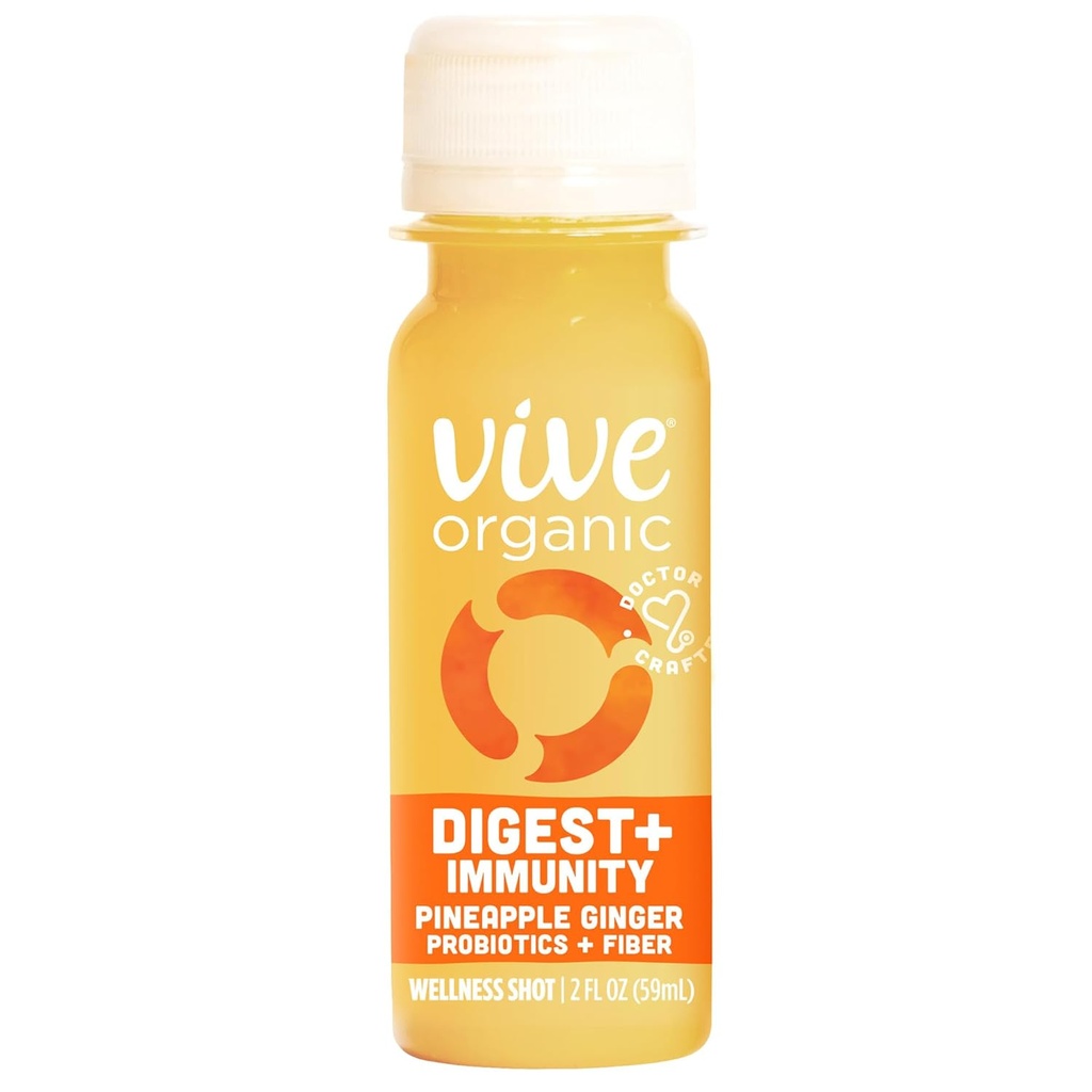 Vive Organic Digest + Immunity Pineapple Ginger Wellness Shot, 2 fl oz Bottle