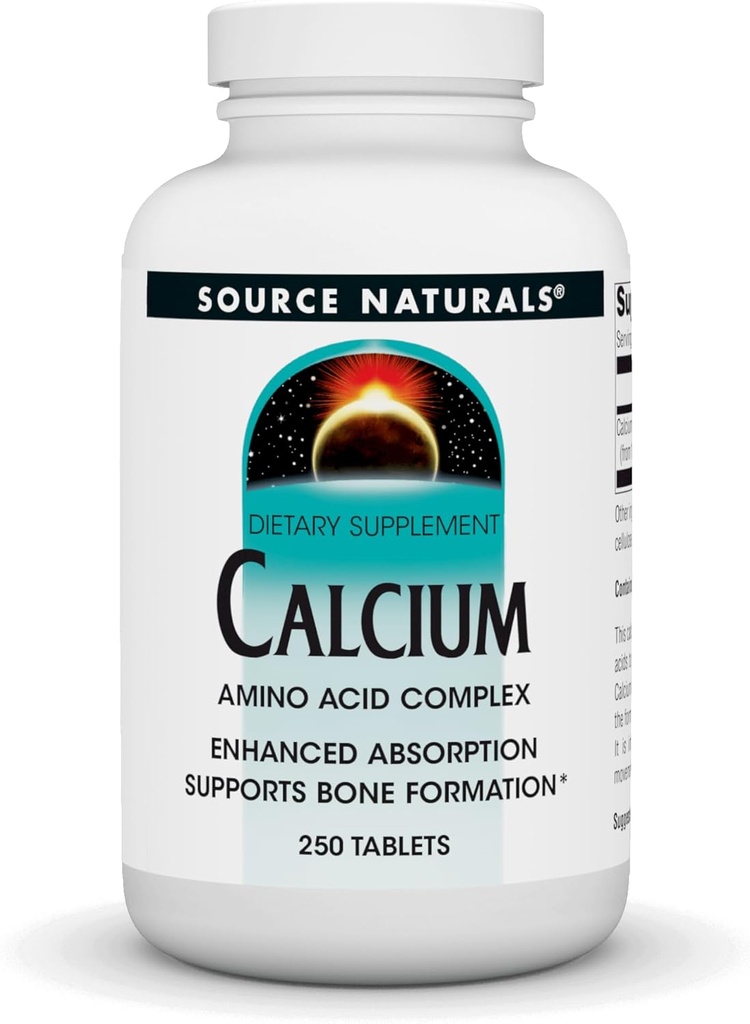 Source Naturals Calcium, Amino Acid Complex- Enhanced Absorption & Supports Bone Formation* - 250 Tablets