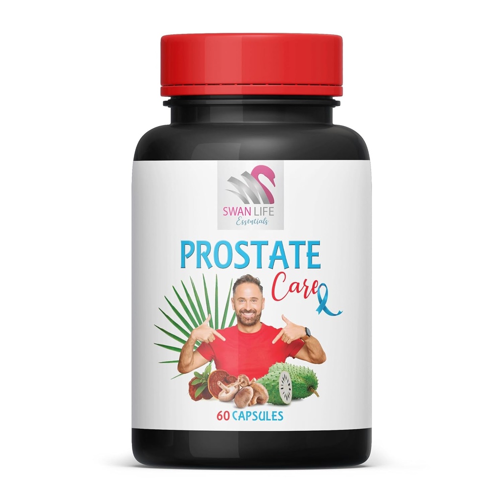 Prostate Support Saw Palmetto Supplement - Stinging Nettle Leaf, Saw Palmetto, Red Raspberry, Graviola, Green Tea Leaf, Reishi Mushroom, 1 Bottle 60 Capsules