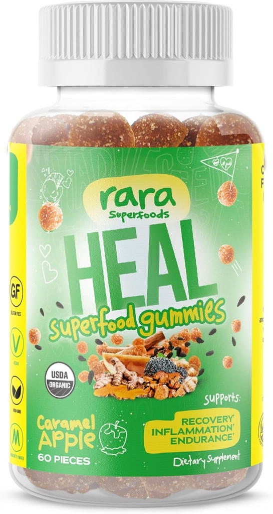 HEAL Mind & Body Recovery USDA Certified Organic Gummies – Natural Recovery Support, Vegan & Gluten-Free, Infused with Wild Turmeric, Wild Ceylon Ginger & Chaga (60 Gummies, HEAL)