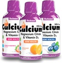 Bluebonnet Liquid Calcium Citrate Magnesium Citrate, Vitamina D3- Bundle of Orange, Blueberry y Strawberry Flavor, 3 Botella de 16 Fl Oz Cada (48 Fl Oz Total)