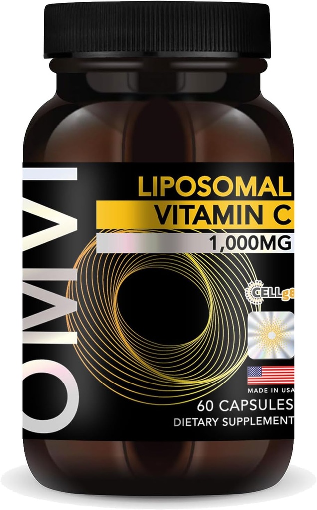 Fórmulas Omvi, Vitamina Liposómica C 1000mg, Ácido Ascórbico de Alta Absorción, Suplemento Antioxidante, Soporta Sistema Immune & Booster Collagen, Vegan, Gluten Free, 60 cápsulas, 30 servidumbre, Made in USA