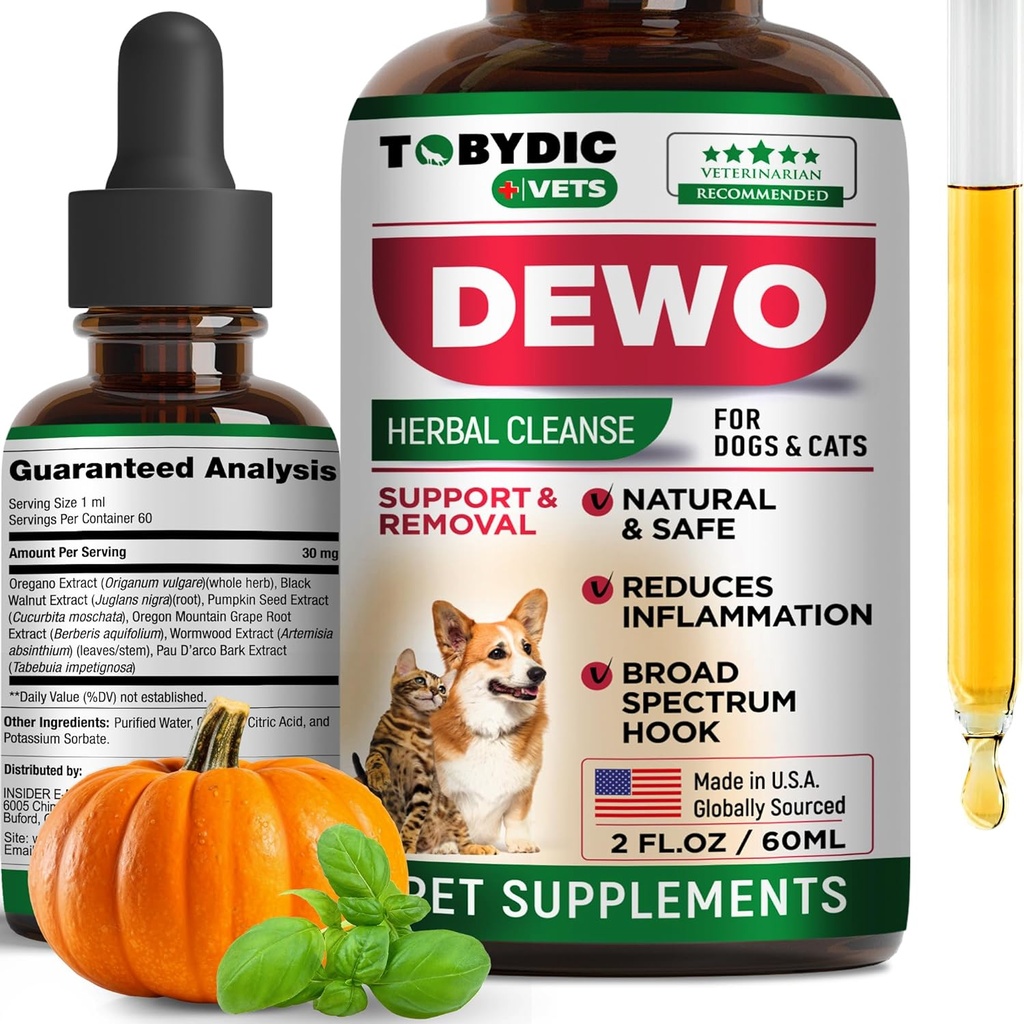 Cats &amp; Dogs Natural Broad Spectrum Intestinal Defense & Digestive Liquid Herbal Support - Promotes Gut Health - Supplement Drops Made in USA(Herbal Cleanse 2 oz)
