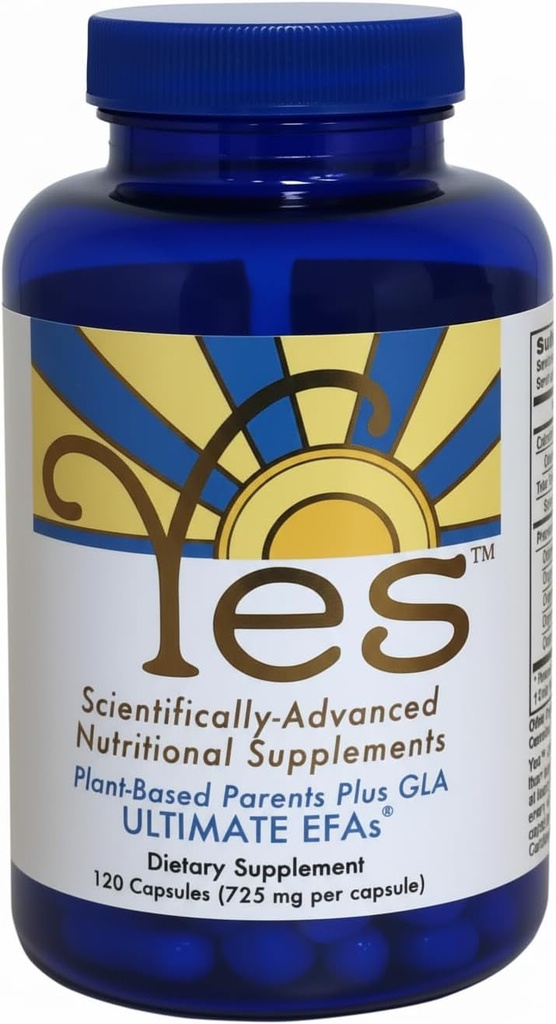 Aceite de pescado con base vegetal Alternativa YES Omega 3 &amp; 6 Ácido graso - Burpless - DHA, EPA, SDA - Colesterol, Corazón, Piel, Energía, Ojos, Apoyo de inmunidad por YES (120 gorros de gel)