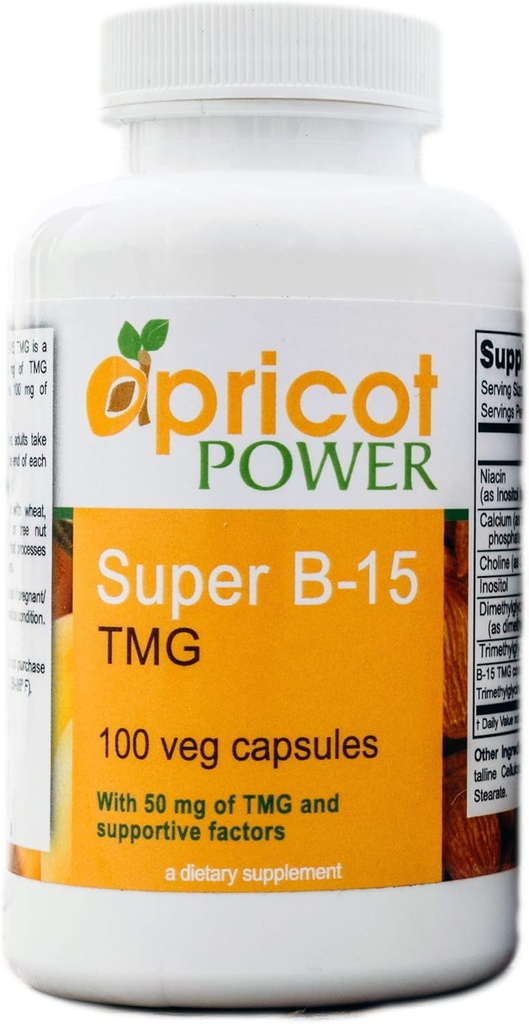 Apricot Power Super B-15 No Toxic Pangamic Acid - Health Oxygen Levels & Energy - 100 Veg Caps
