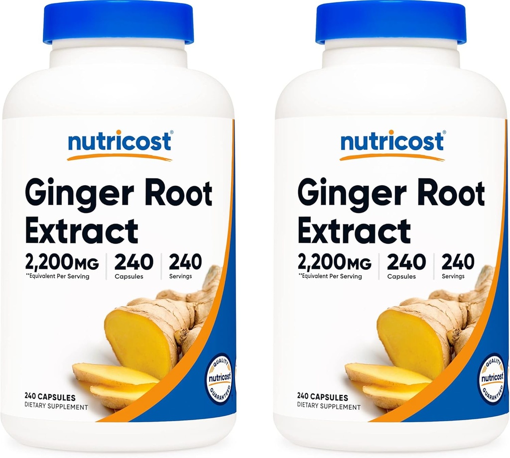 Nutricost Ginger Root Extracto 550mg, 240 cápsulas (2 botellas)