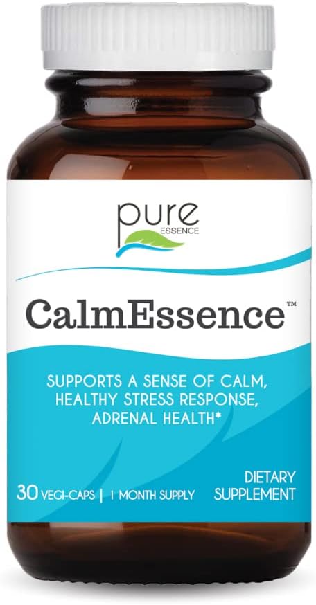 PURE ESSENCE LABS Calma Essence - Natural Sleeping Aid and Anti Stress Supplement for Adults - Calming Stress Relief (30 Capsules)