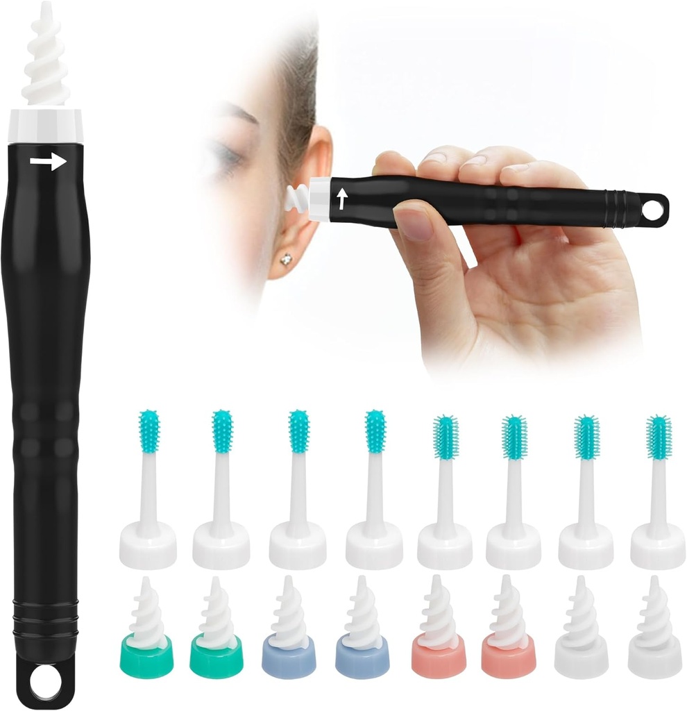 Q Grips Ear Wax Removal Tool 2025 Spiral Ear Wax Removal Kit reutilizable y lavable Q-Grips Ear Wax Remover Soft Silicone Spiral Ear Wax Removal Kit Contiene 3 Tipos de Ear Cleaner Herramientas