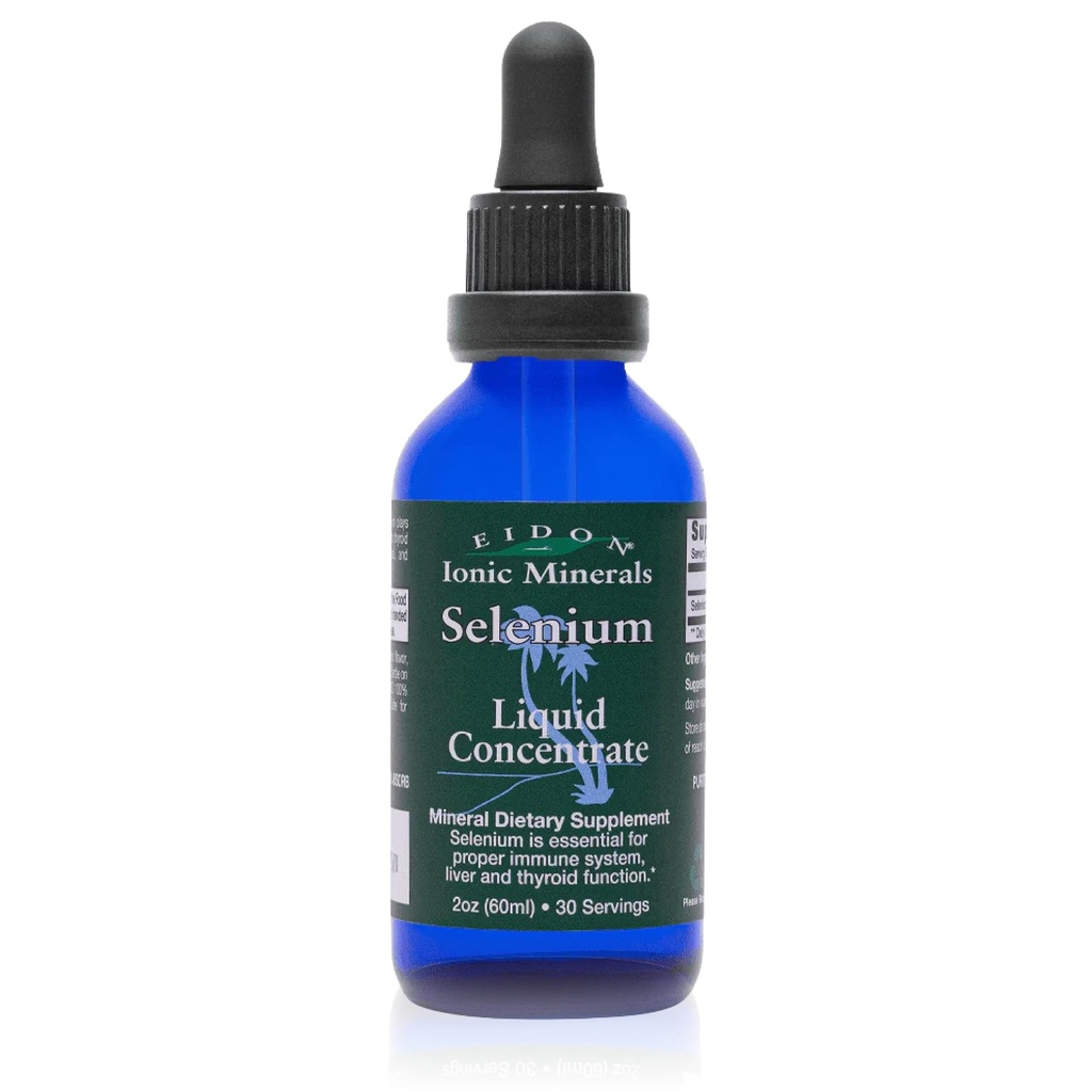 Minerales iónicos Eidon Selenio líquido, gotas de selenio, suplemento de selenato de sodio, soporte para la salud del hígado y la función tiroidea, soporte del sistema inmune, 2 oz