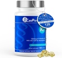 CanPrev K2 120mcg con aceite de coco orgánico, 120 Softgels 120-Day Supply - Ausorción mejorada para el soporte óptimo de huesos y dientes, vitamina K2 de alta potencia para el mantenimiento de huesos fuertes y dientes